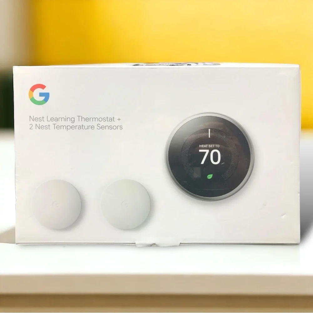 Google Nest Learning Smart Wi-Fi Thermostat + 2 Nest Temperature Sensors (NEW)
